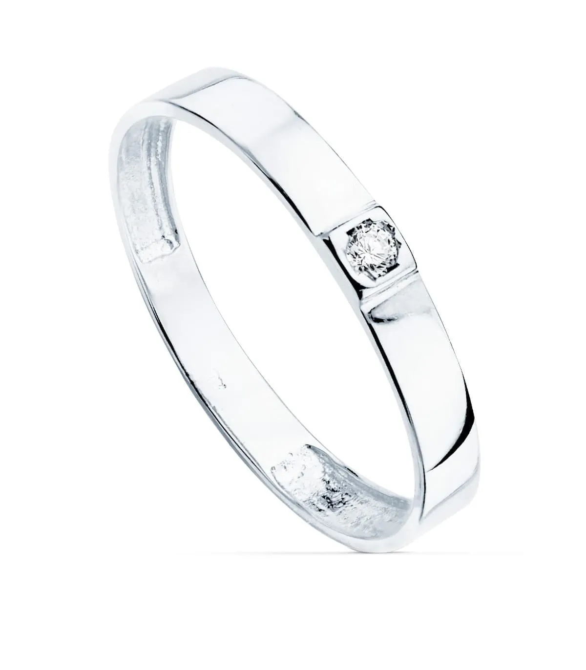 Bague Femme or blanc 18K Flat Stone