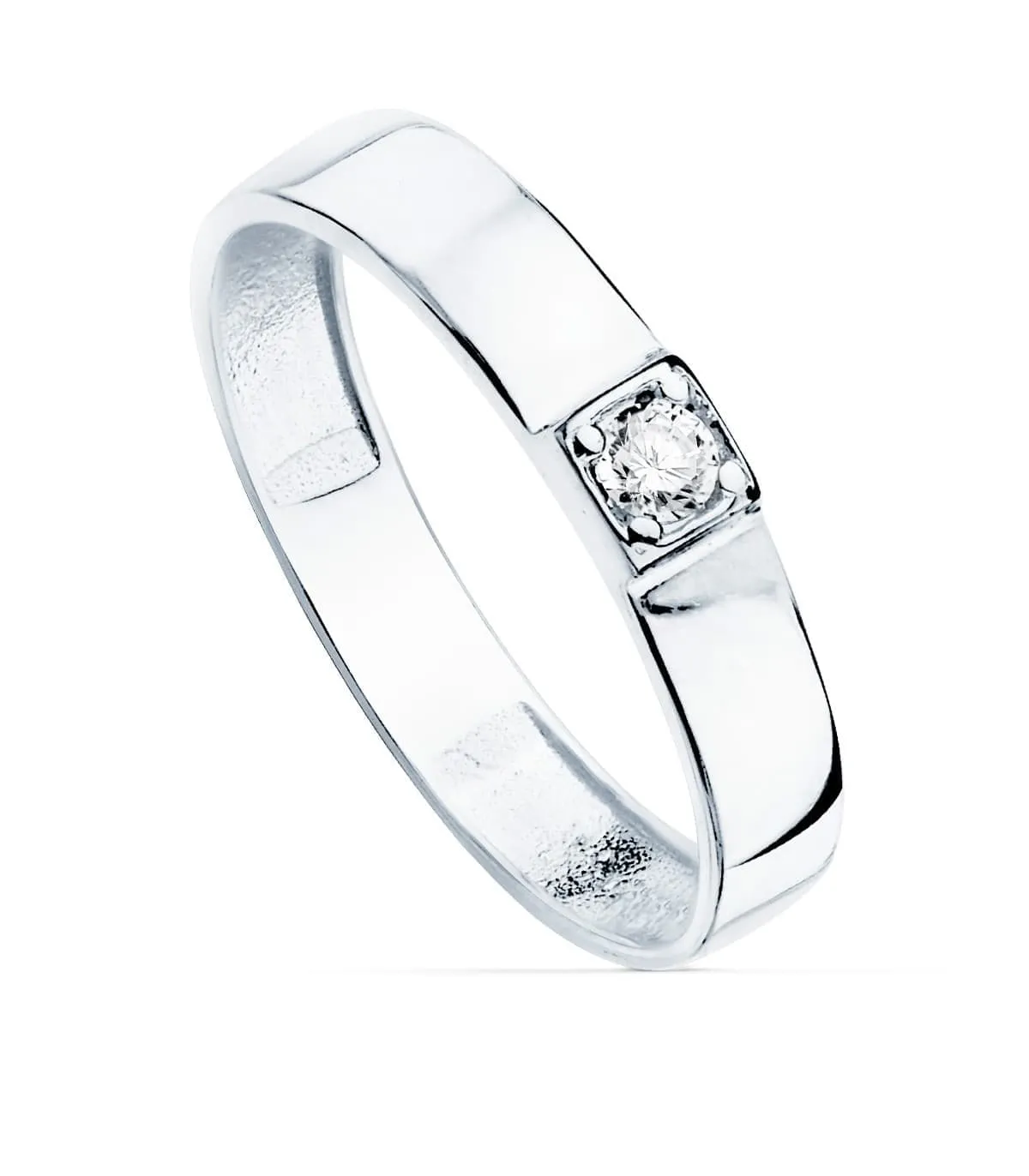 Bague or blanc 18K Flat Zirconia