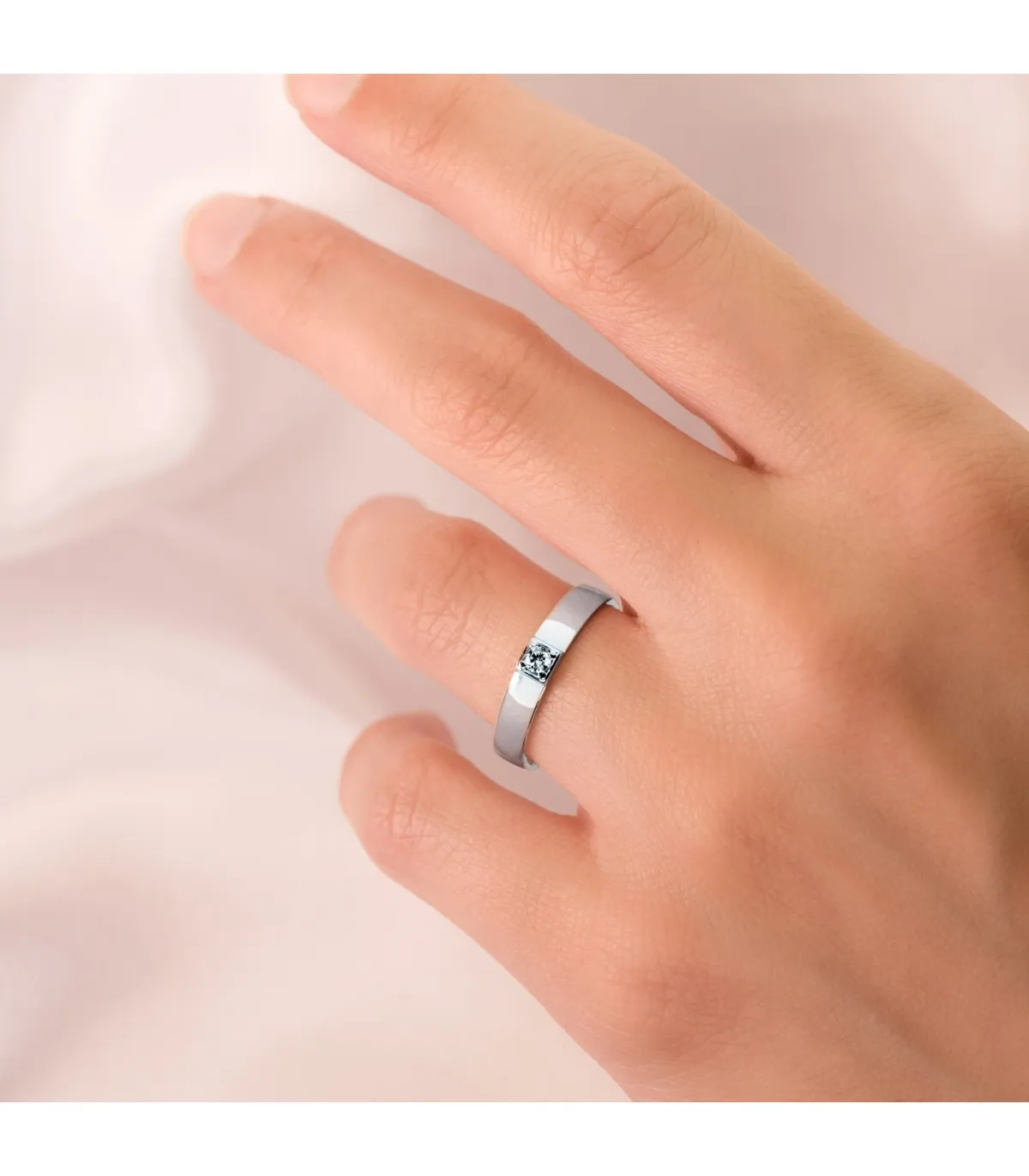 Bague or blanc 18K Flat Zirconia