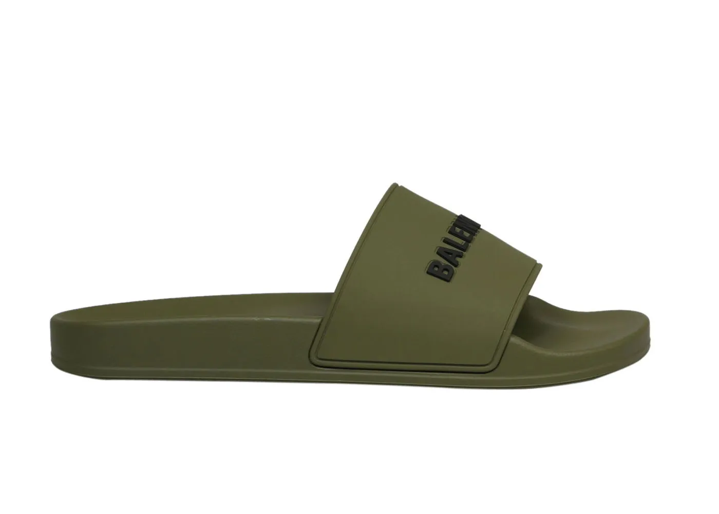 Balenciaga Pool Slides Khaki Black 3D Logo