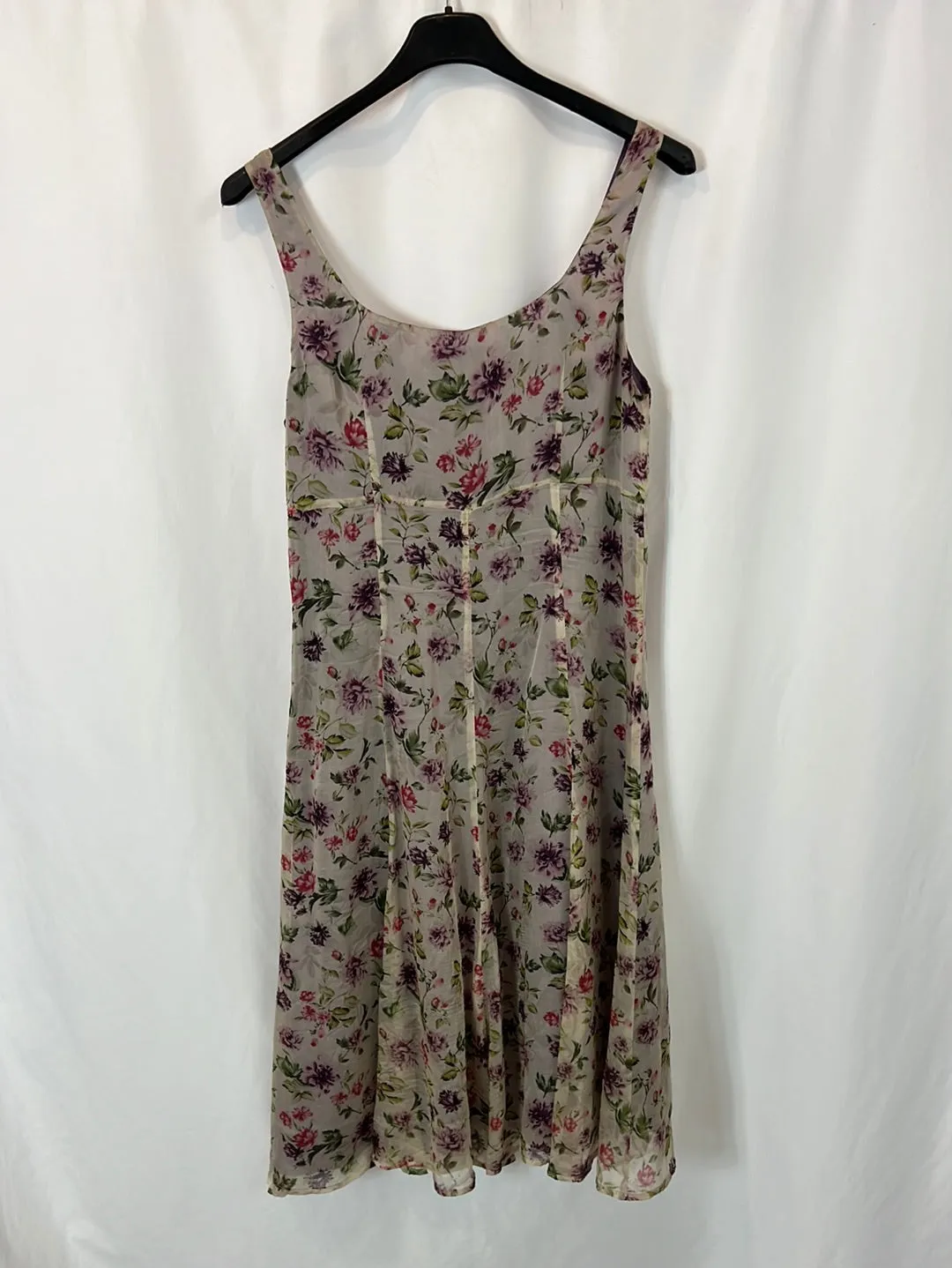 BLUNAUTA. Vestido midi seda flores. T 40