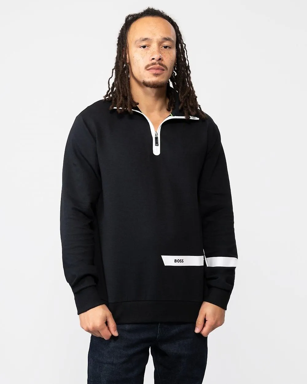 BOSS Green BOSS Green Sweat 1 Strip Logo Mens 1/4 Zip Sweatshirt