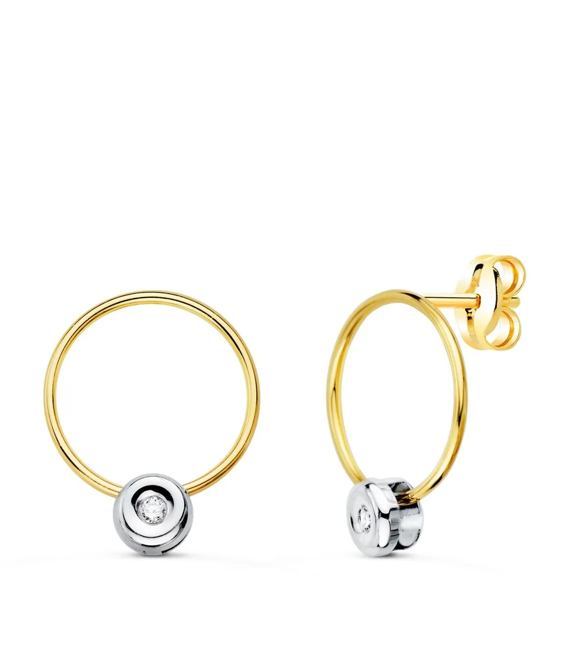Boucles d'oreilles Créoles Diamants 0.030 Ct. 18K 2 Ors