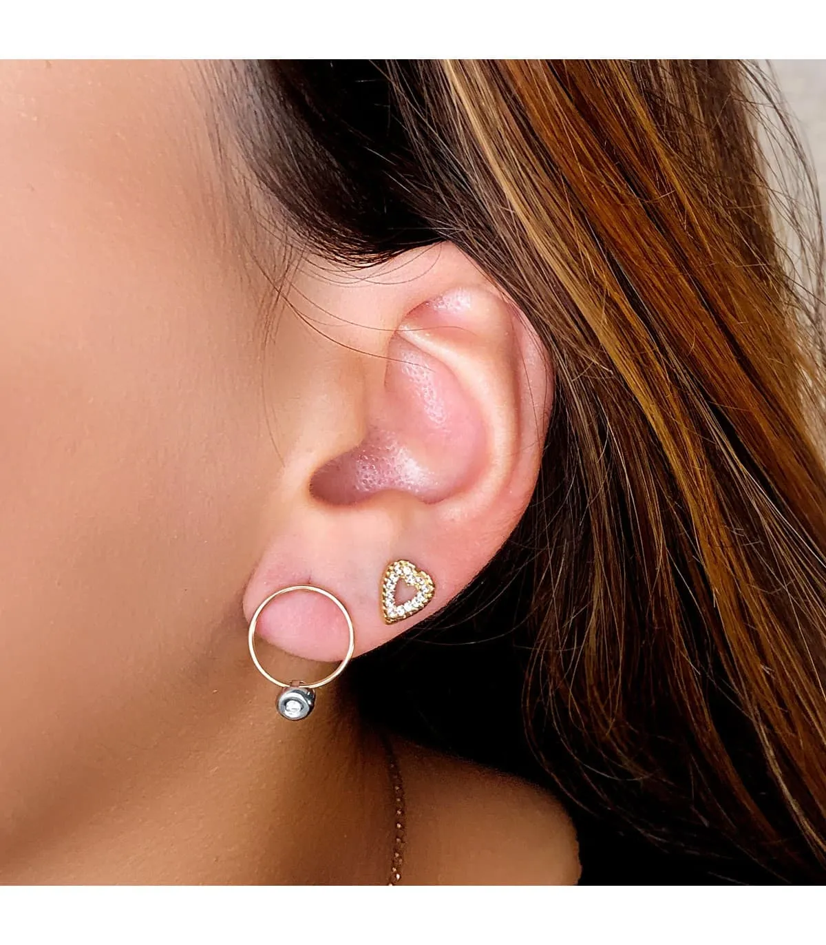 Boucles d'oreilles Créoles Diamants 0.030 Ct. 18K 2 Ors
