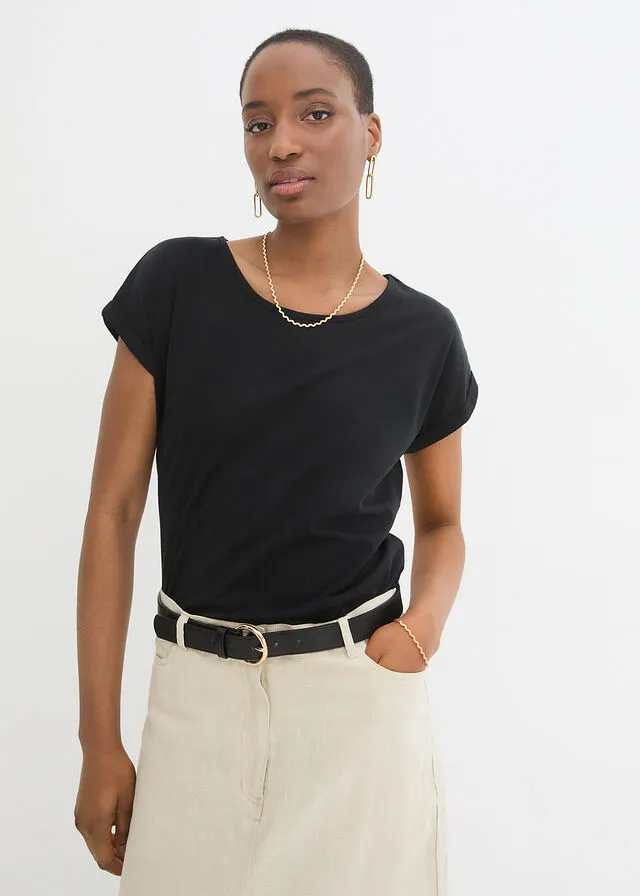 Camiseta con contenido de seda Negro