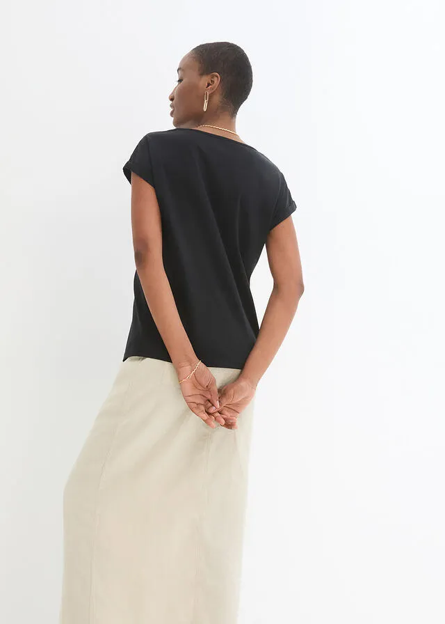 Camiseta con contenido de seda Negro