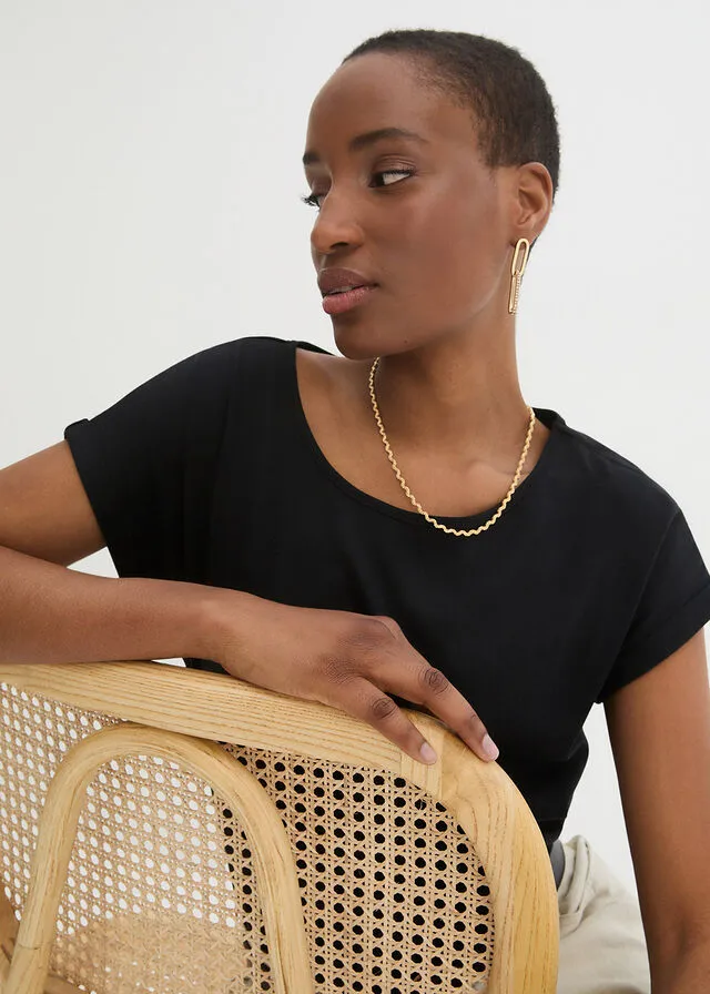 Camiseta con contenido de seda Negro