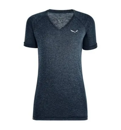 CAMISETA SALEWA PUEZ MEL DRY VNECK (NAVY BLAZER MELANGE) MUJER