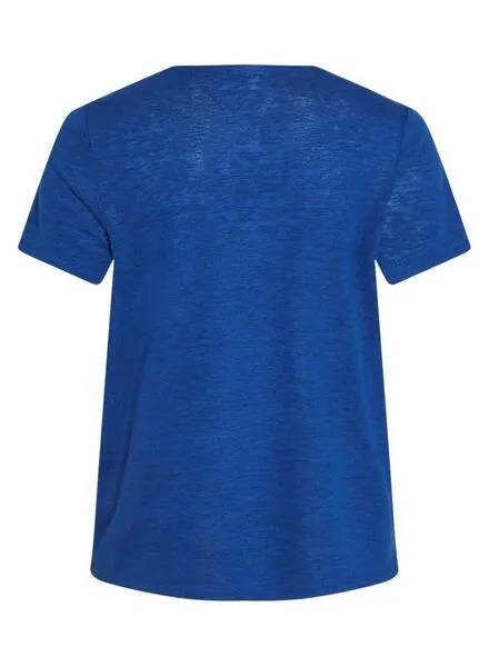 CAMISETA VILA VIAMER VNECK LACE AZUL PARA MUJER