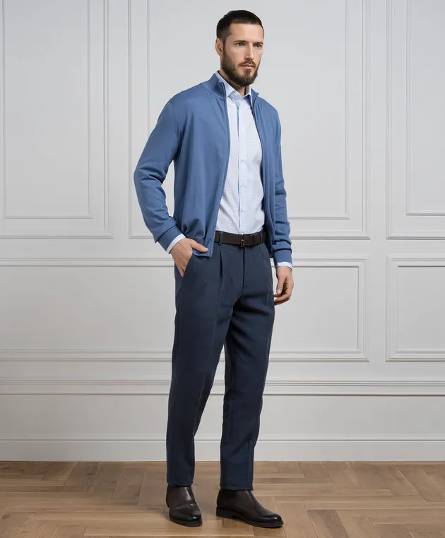 Canali Blue checked shirt