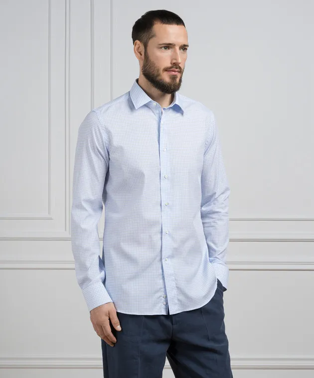 Canali Blue checked shirt