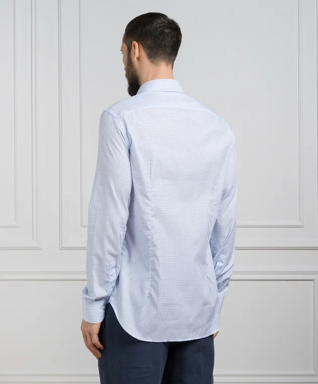 Canali Blue checked shirt