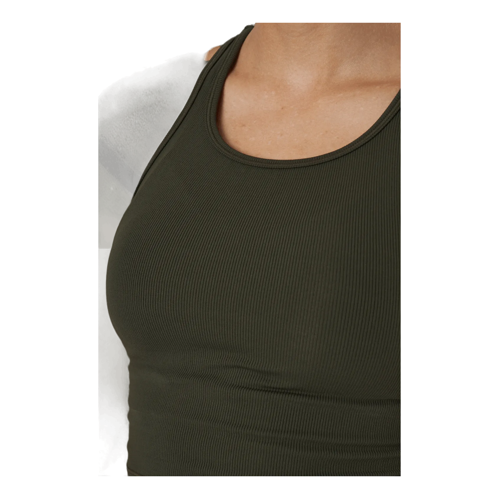 Casall Bold Rib Crop Tank Forest Green