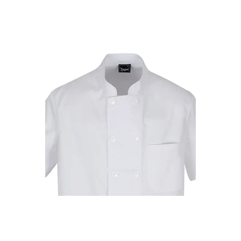 CHAQUETA DE COCINA BLANCA DE MANGA CORTA  SAGER