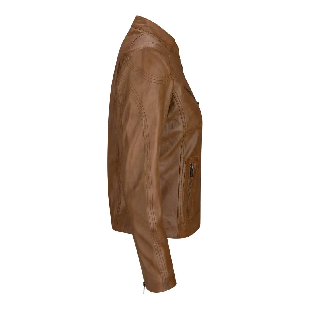Chaqueta de madera corta de cuero de cuero para mujeres