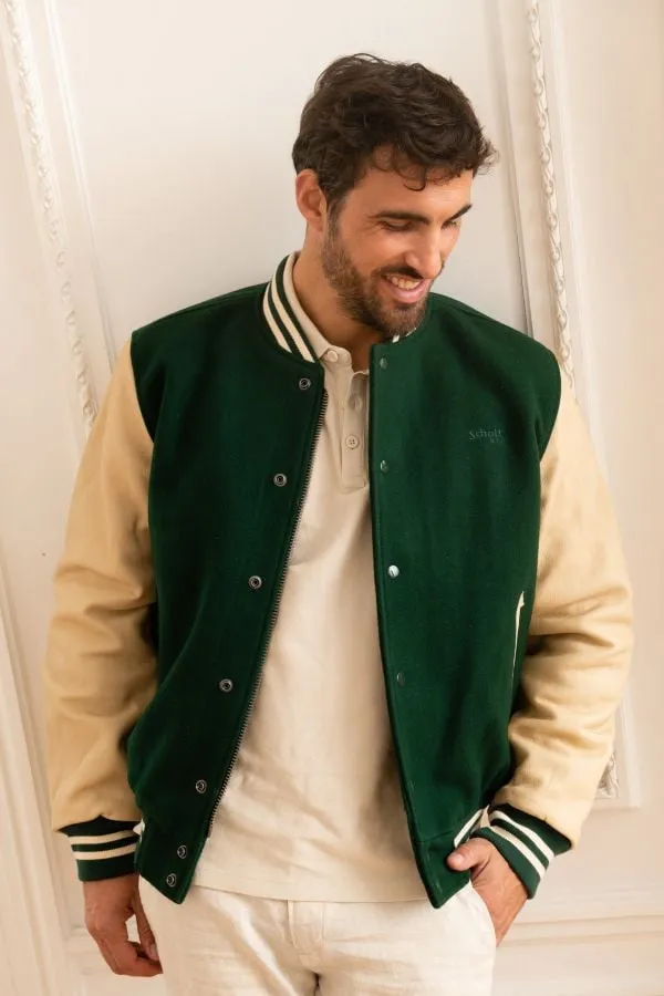 Chaqueta Hombre Schott Lc8705 Green/Beige