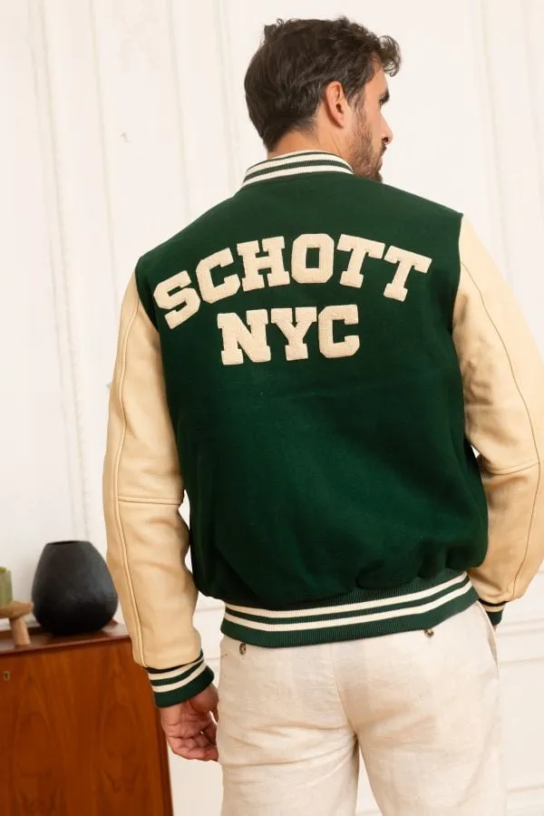 Chaqueta Hombre Schott Lc8705 Green/Beige