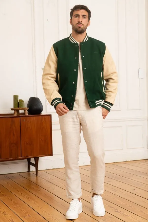 Chaqueta Hombre Schott Lc8705 Green/Beige
