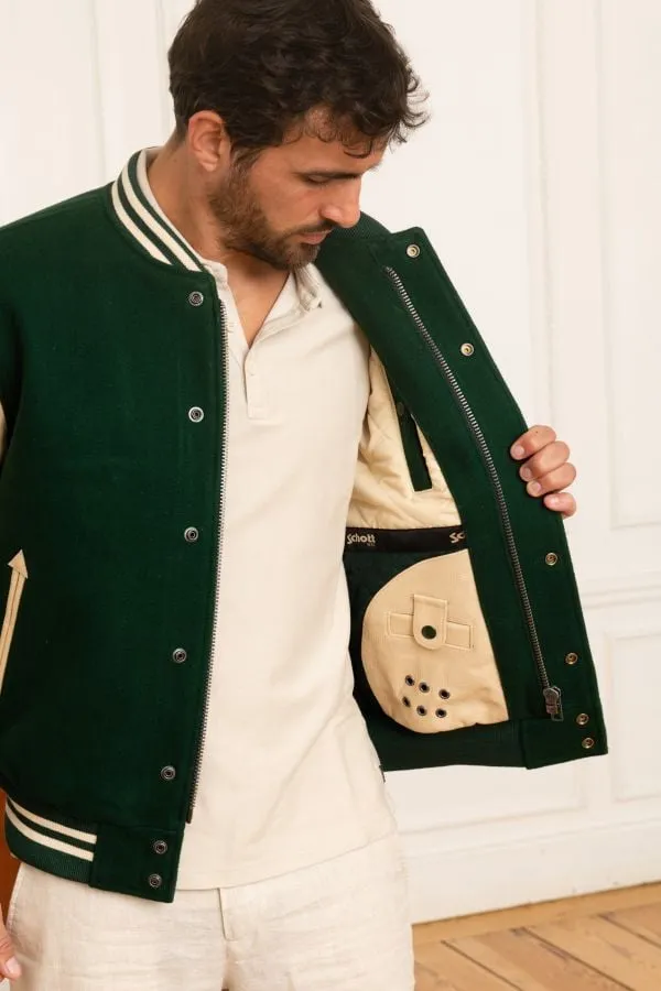 Chaqueta Hombre Schott Lc8705 Green/Beige