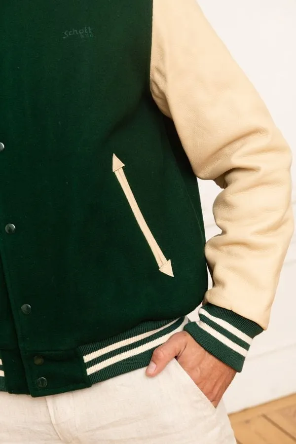 Chaqueta Hombre Schott Lc8705 Green/Beige