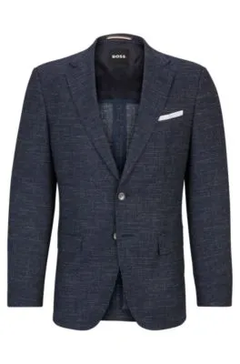 Chaqueta slim fit de mezcla de lana estampada