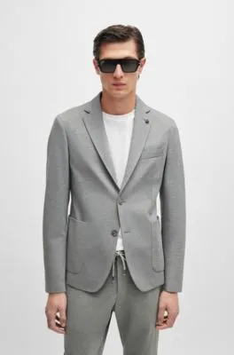 Chaqueta slim fit en punto interlock jaspeado