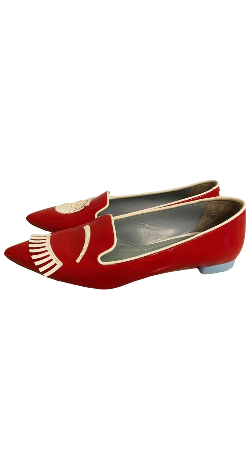 CHIARA FERRAGNI Red Patent Flat