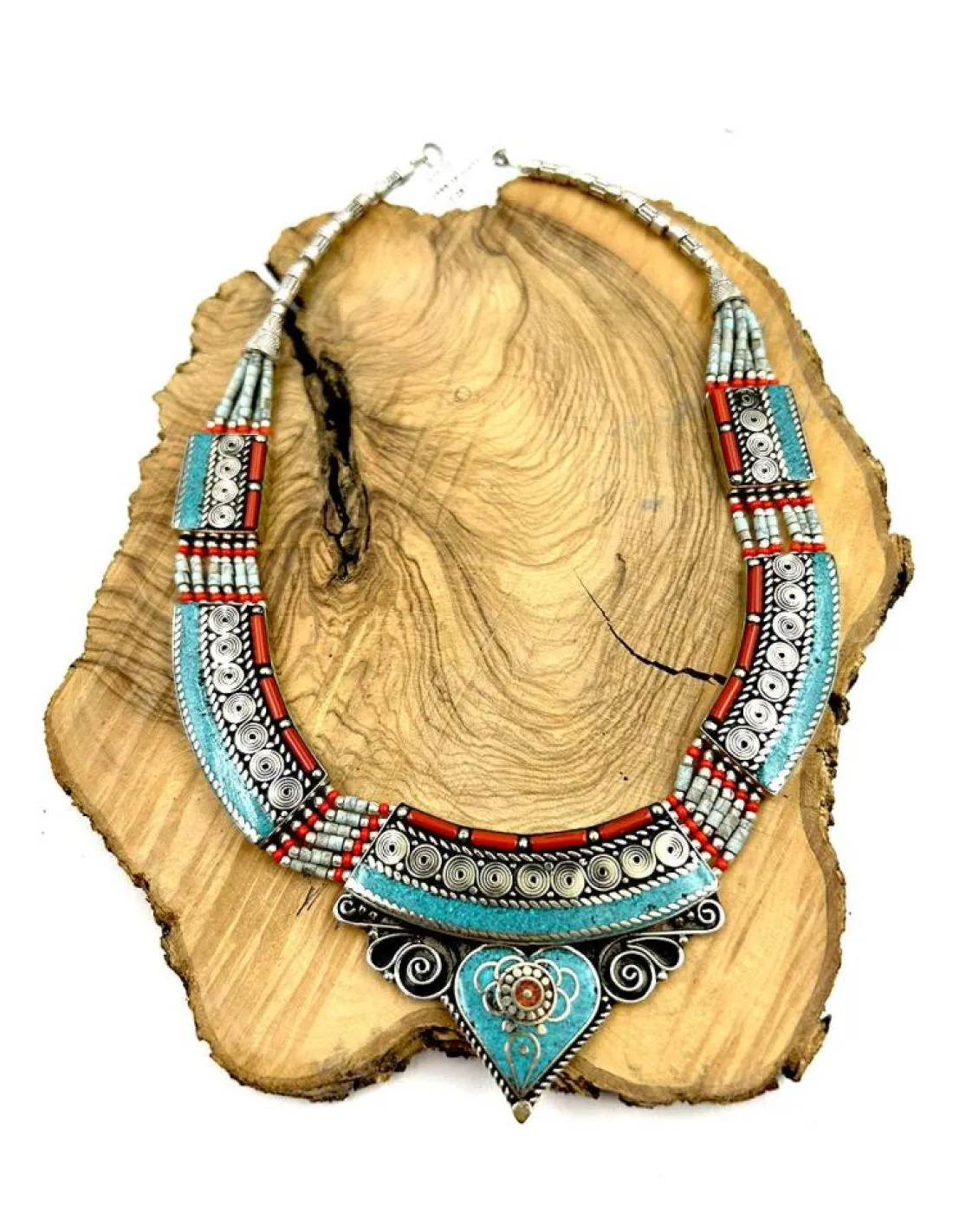 COLLARES DE PLATA CON PIEDRA TURQUESA DEL TIBET JOYERIA NEPALI ARTESANAL