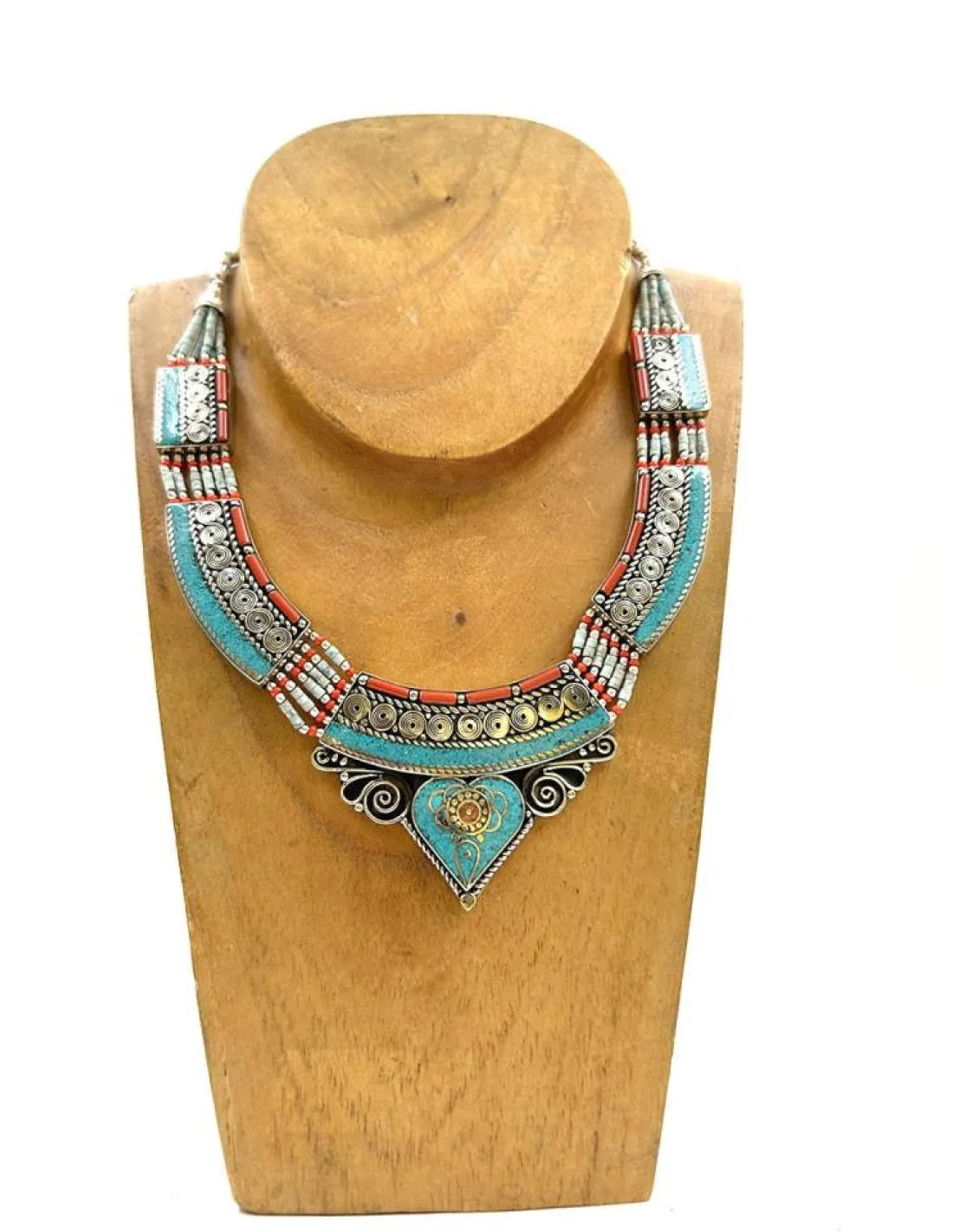 COLLARES DE PLATA CON PIEDRA TURQUESA DEL TIBET JOYERIA NEPALI ARTESANAL