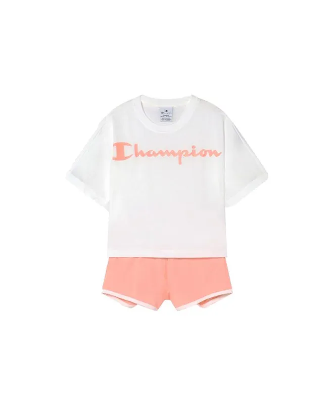 Conjunto Champion Script Logo Cotton Girl White
