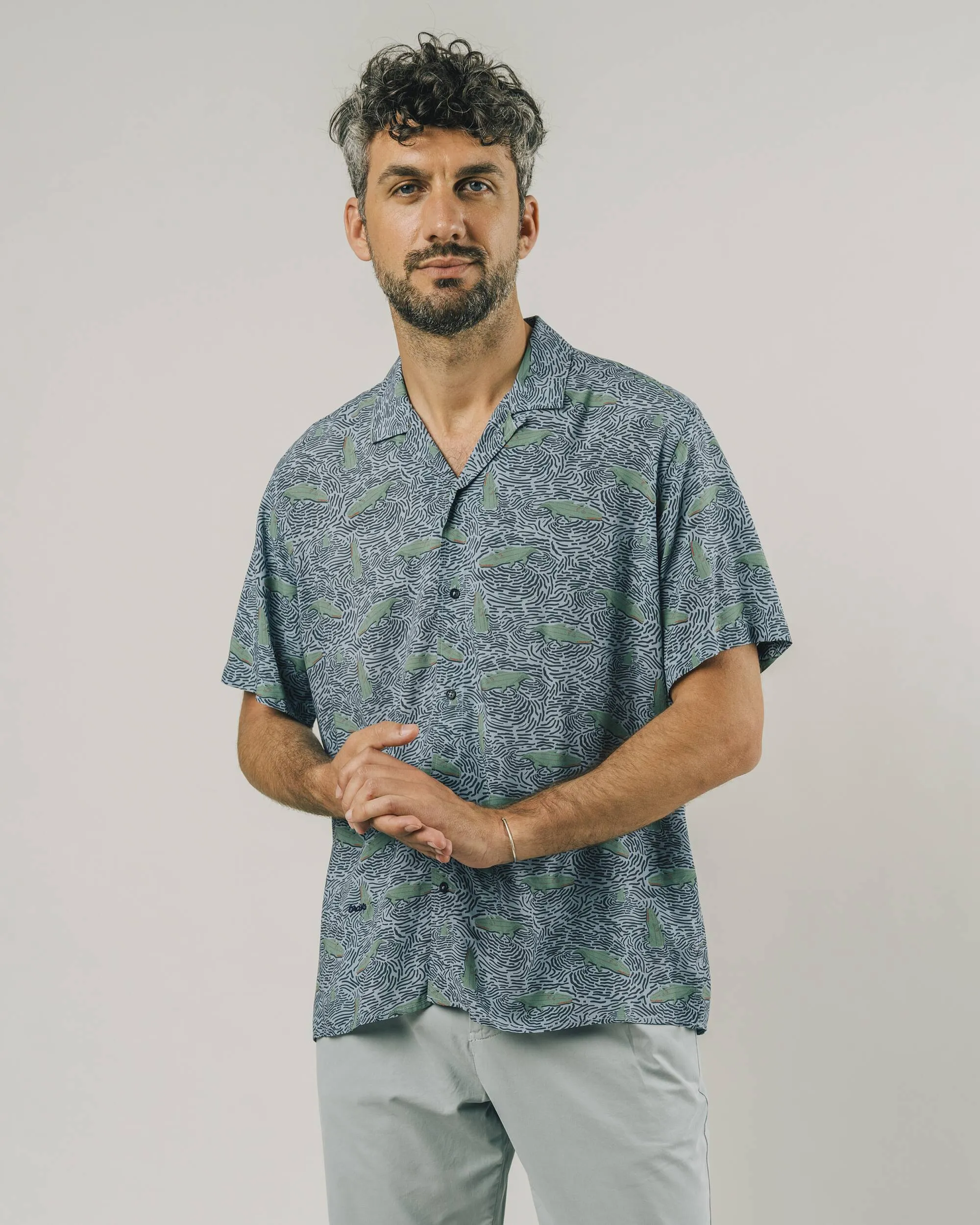 Crocodile Aloha Shirt Acqua