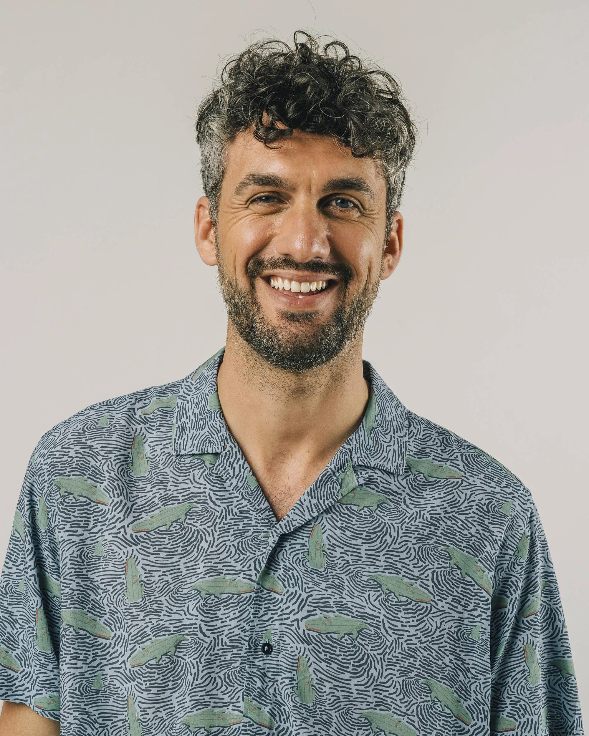 Crocodile Aloha Shirt Acqua