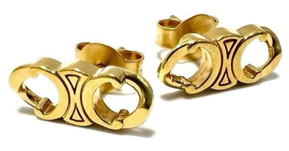 Céline Pendientes Gourmet Stud Triomphe para mujeres CELINE Dorado 