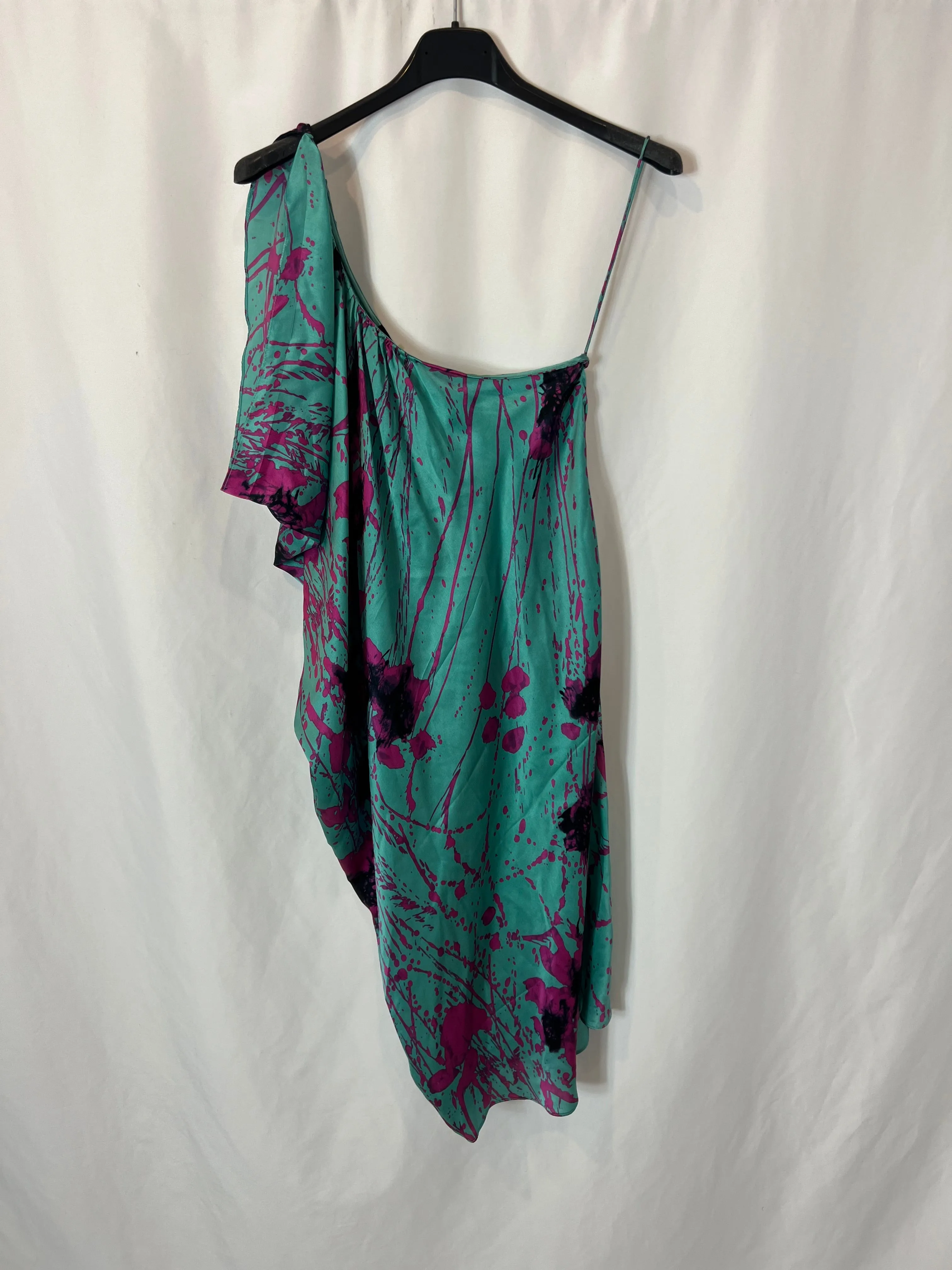ELIE TAHARI. vestido seda asimétrico T.38