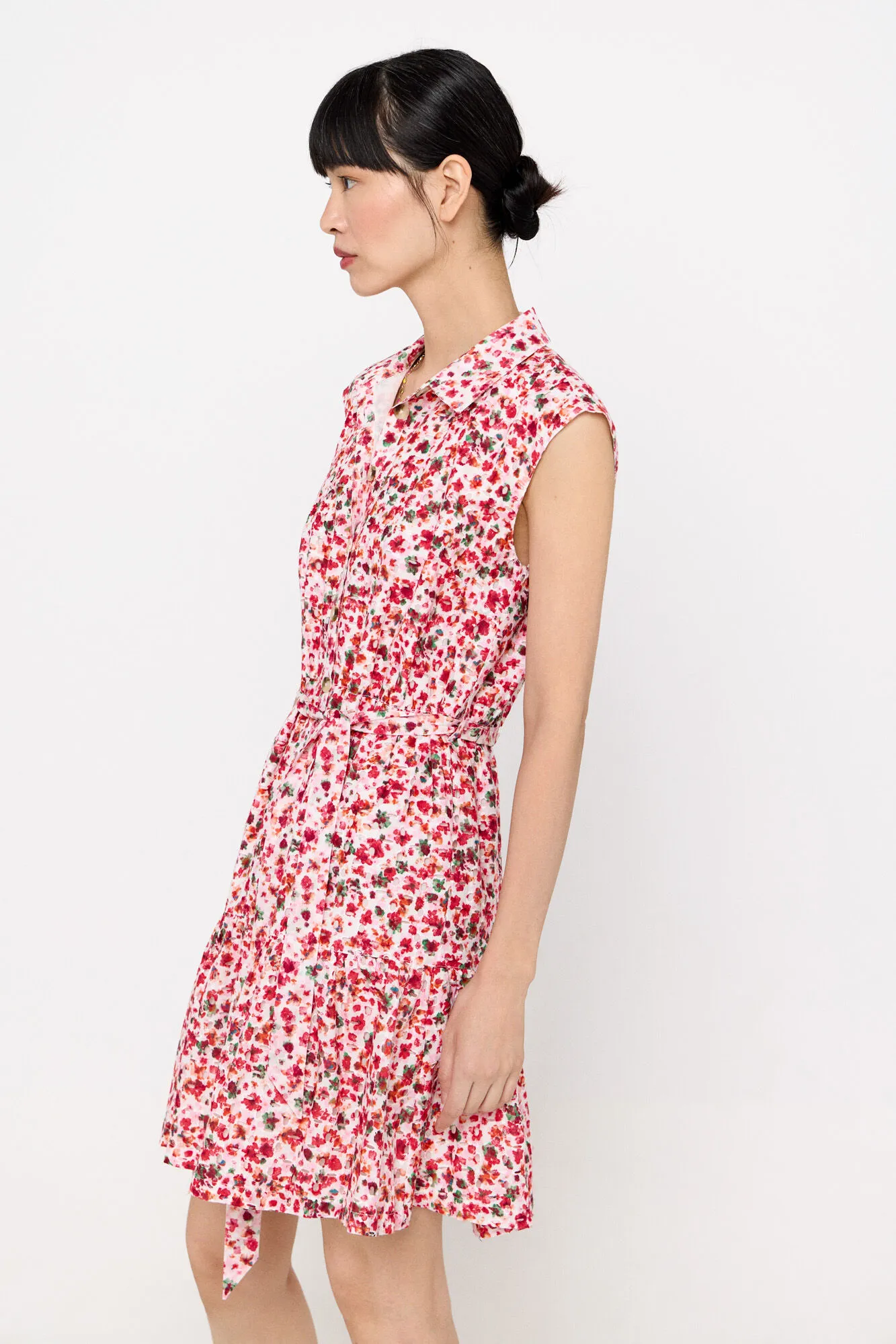 Embroidered cotton shirt dress