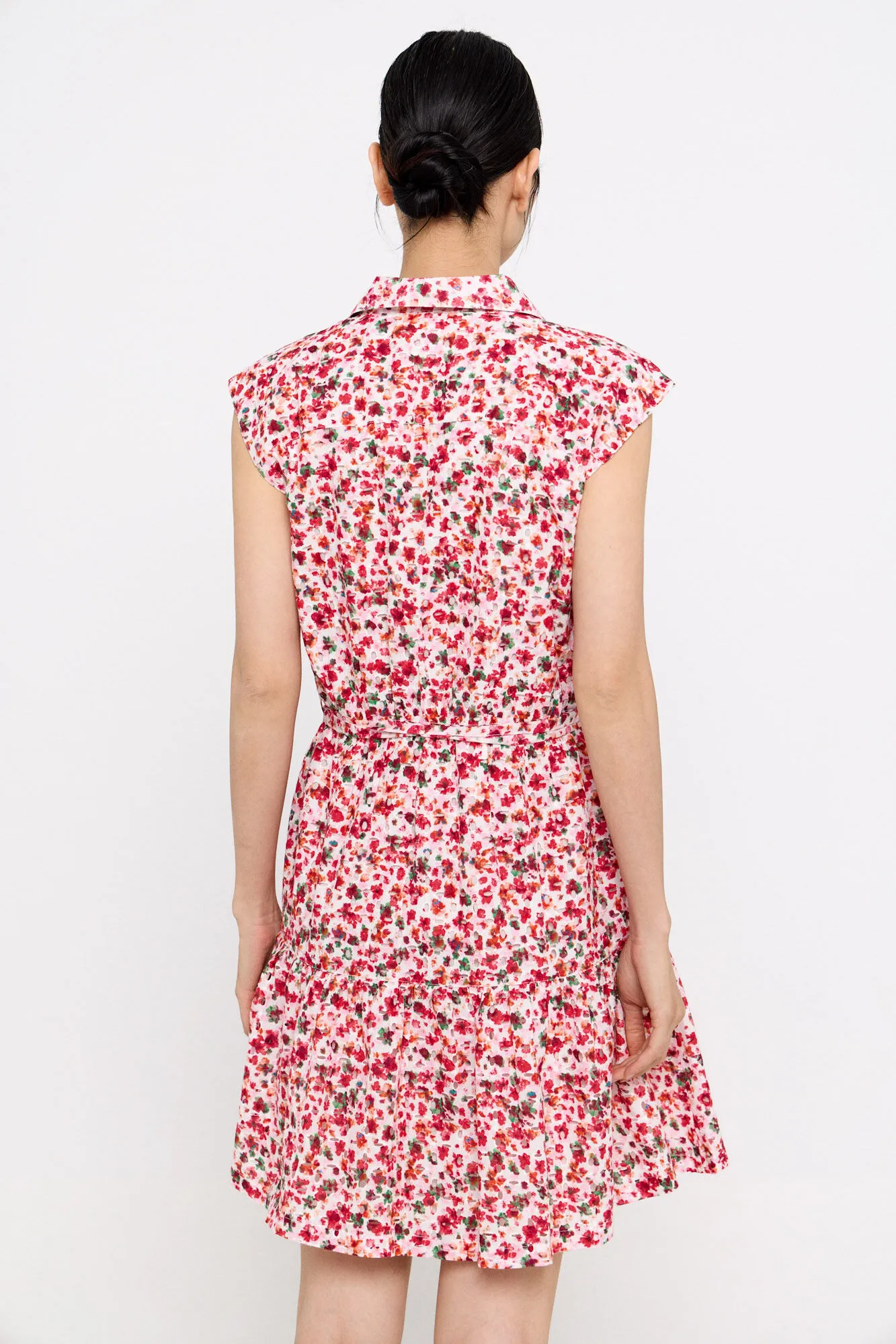 Embroidered cotton shirt dress
