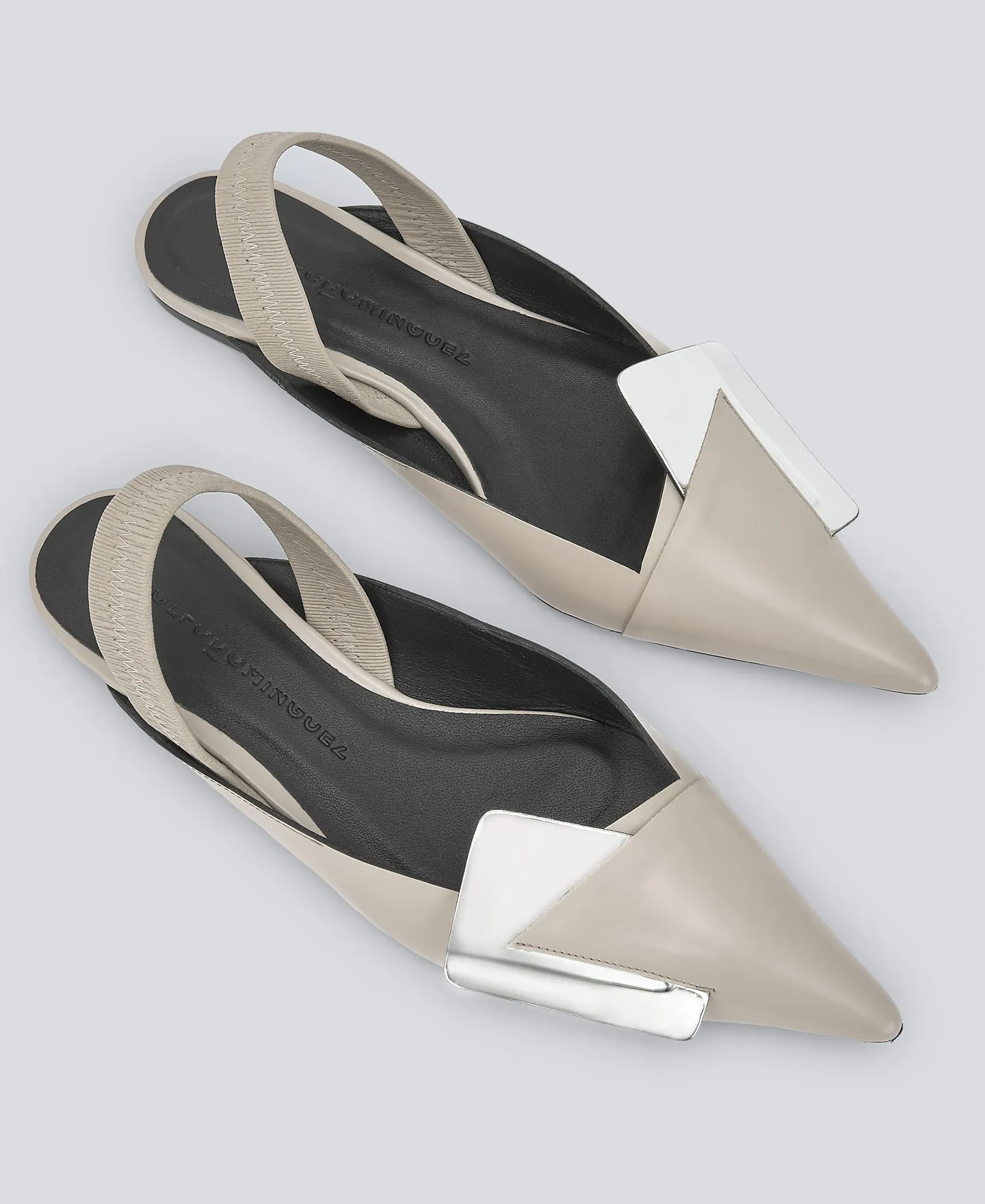 Flat responsibly leather gray shoe woman