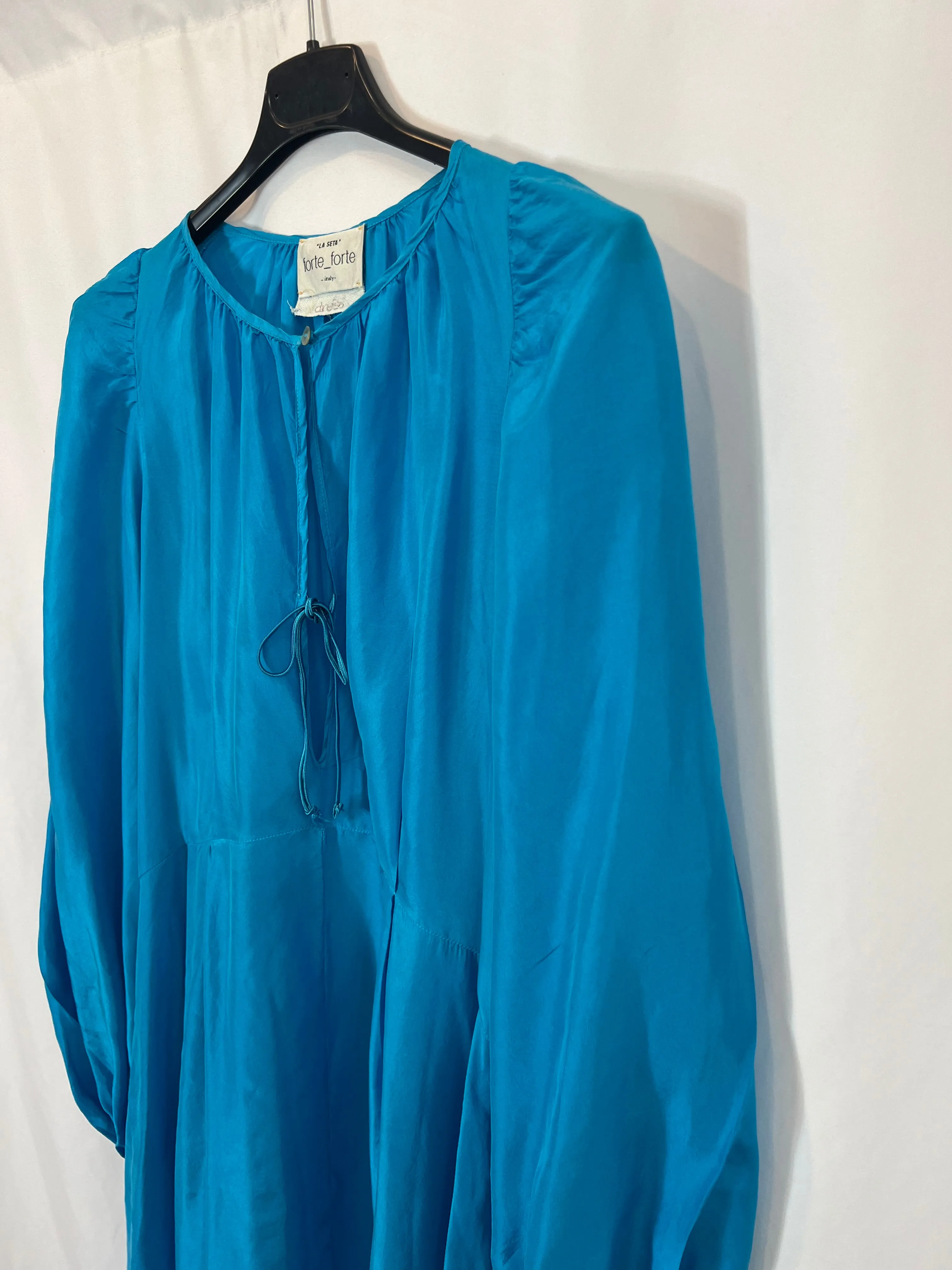 FORTE FORTE. Vestido largo seda turquesa. T 0(XS/S)