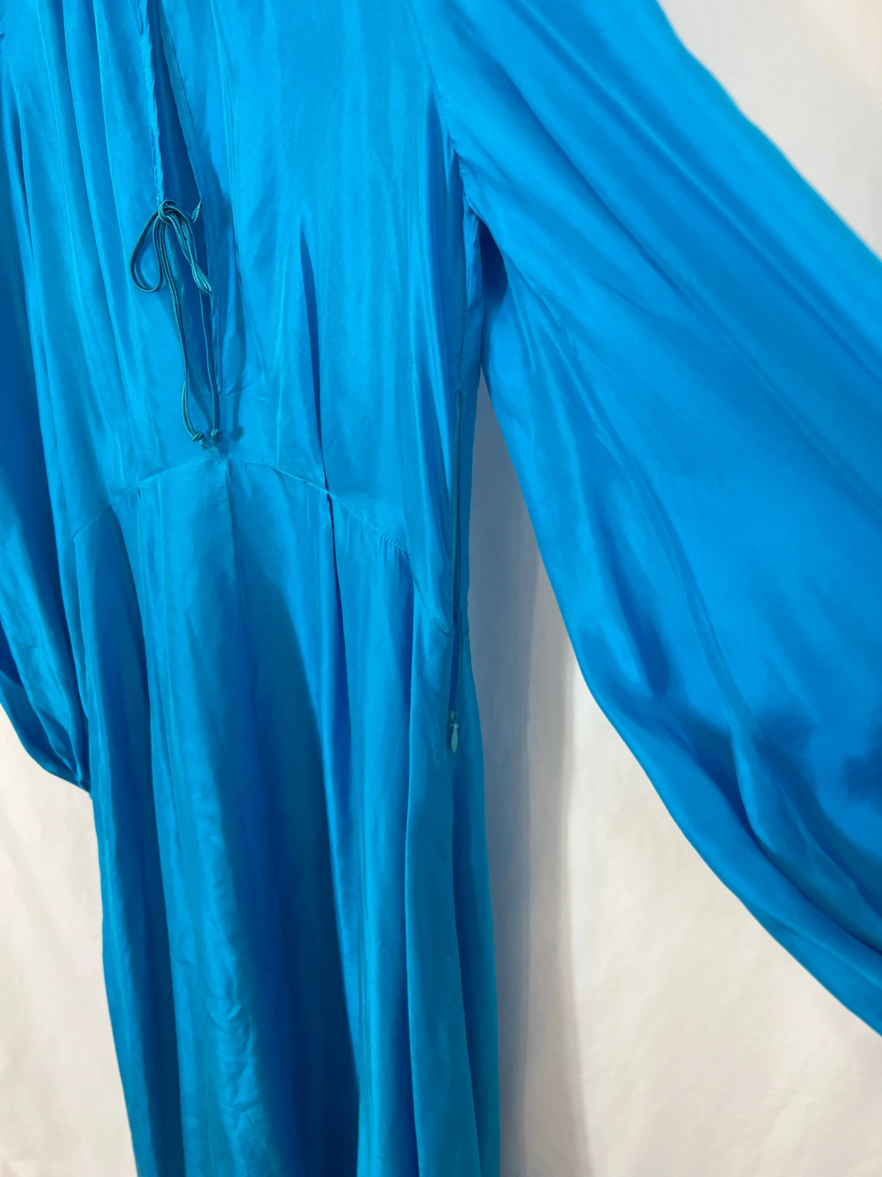 FORTE FORTE. Vestido largo seda turquesa. T 0(XS/S)