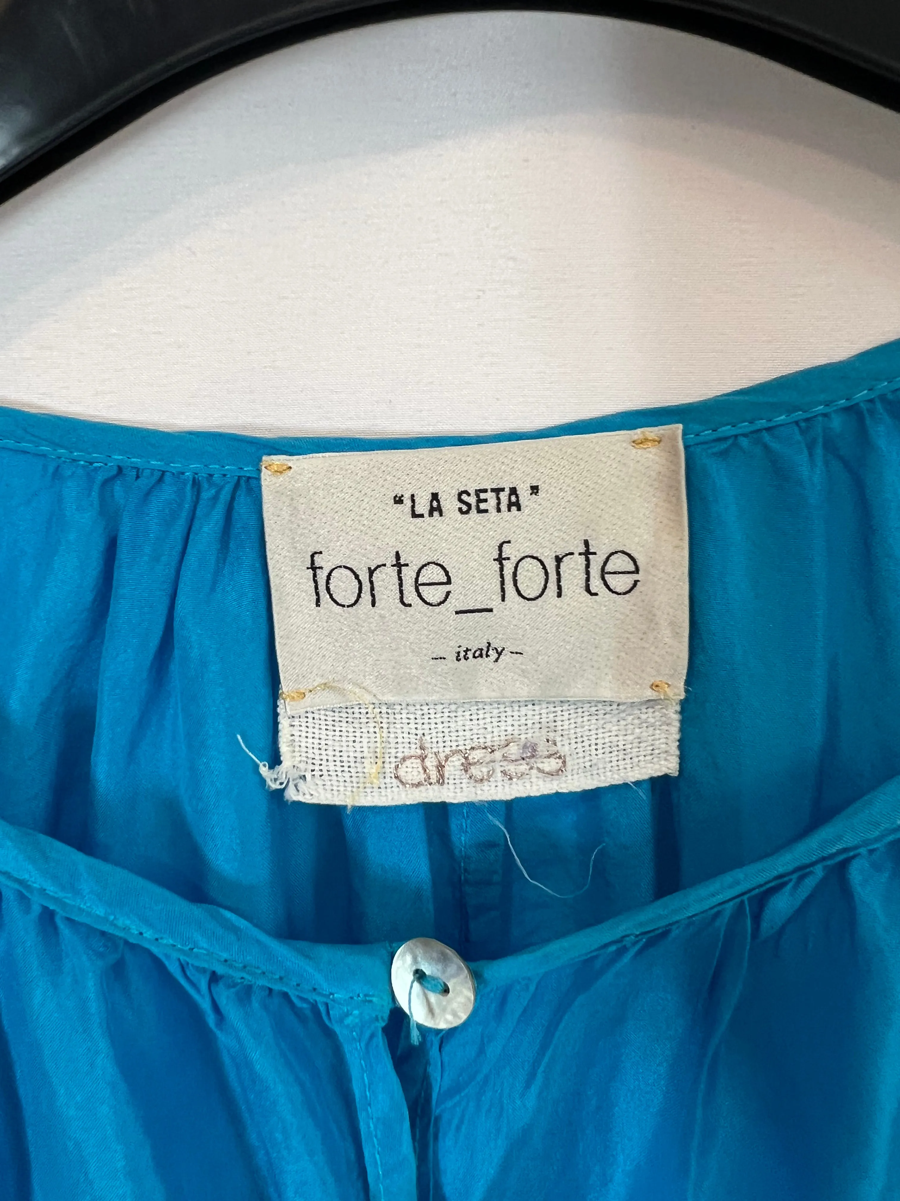 FORTE FORTE. Vestido largo seda turquesa. T 0(XS/S)