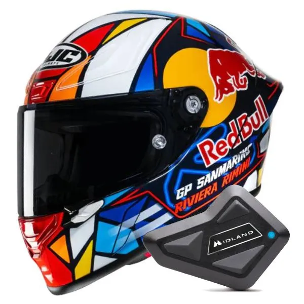 HJC RPHA1 Red Bull Misano GP MC21 + Kit Bluetooth BT Mini 