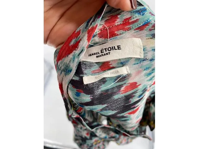 ISABEL MARANT ETOILE Tops Camiseta.fr 38 Seda Multicolor 