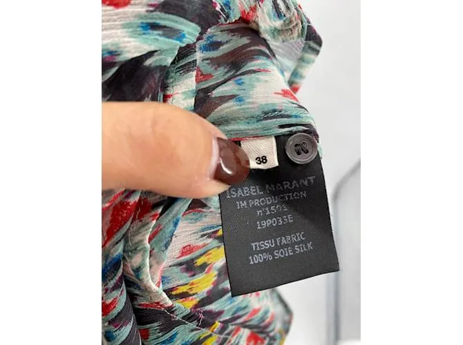 ISABEL MARANT ETOILE Tops Camiseta.fr 38 Seda Multicolor 