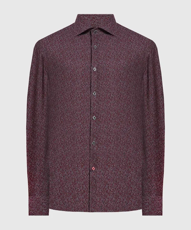 ISAIA Burgundy patterned shirt