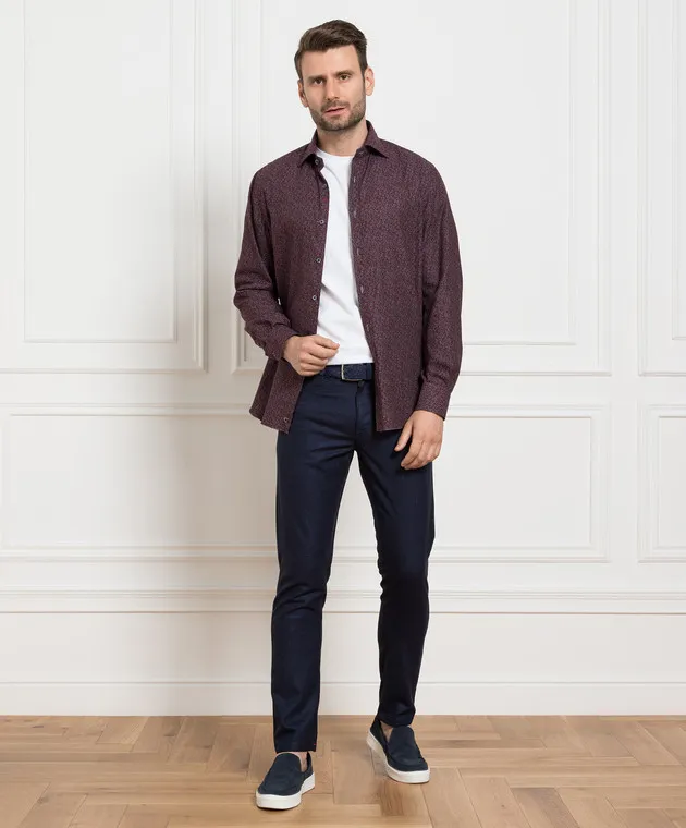 ISAIA Burgundy patterned shirt