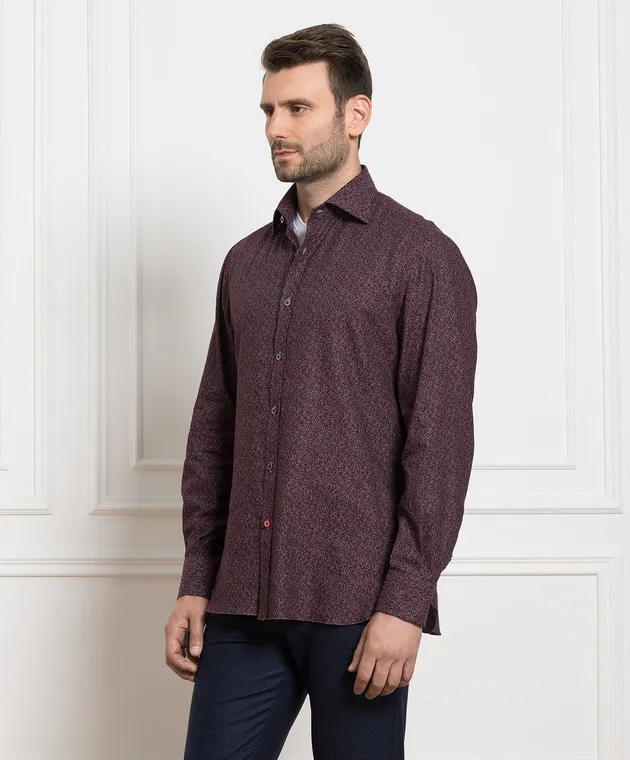 ISAIA Burgundy patterned shirt
