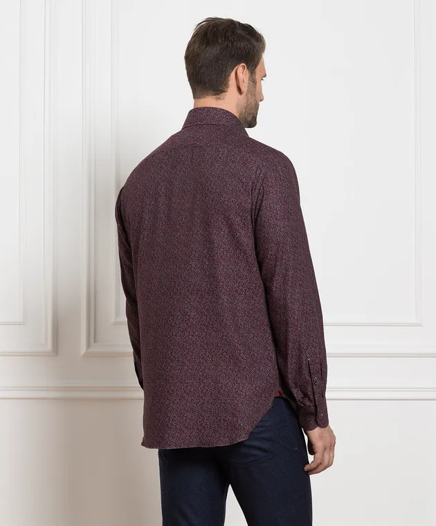 ISAIA Burgundy patterned shirt