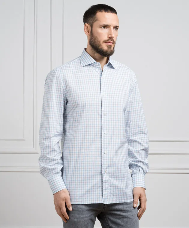 ISAIA White checked shirt