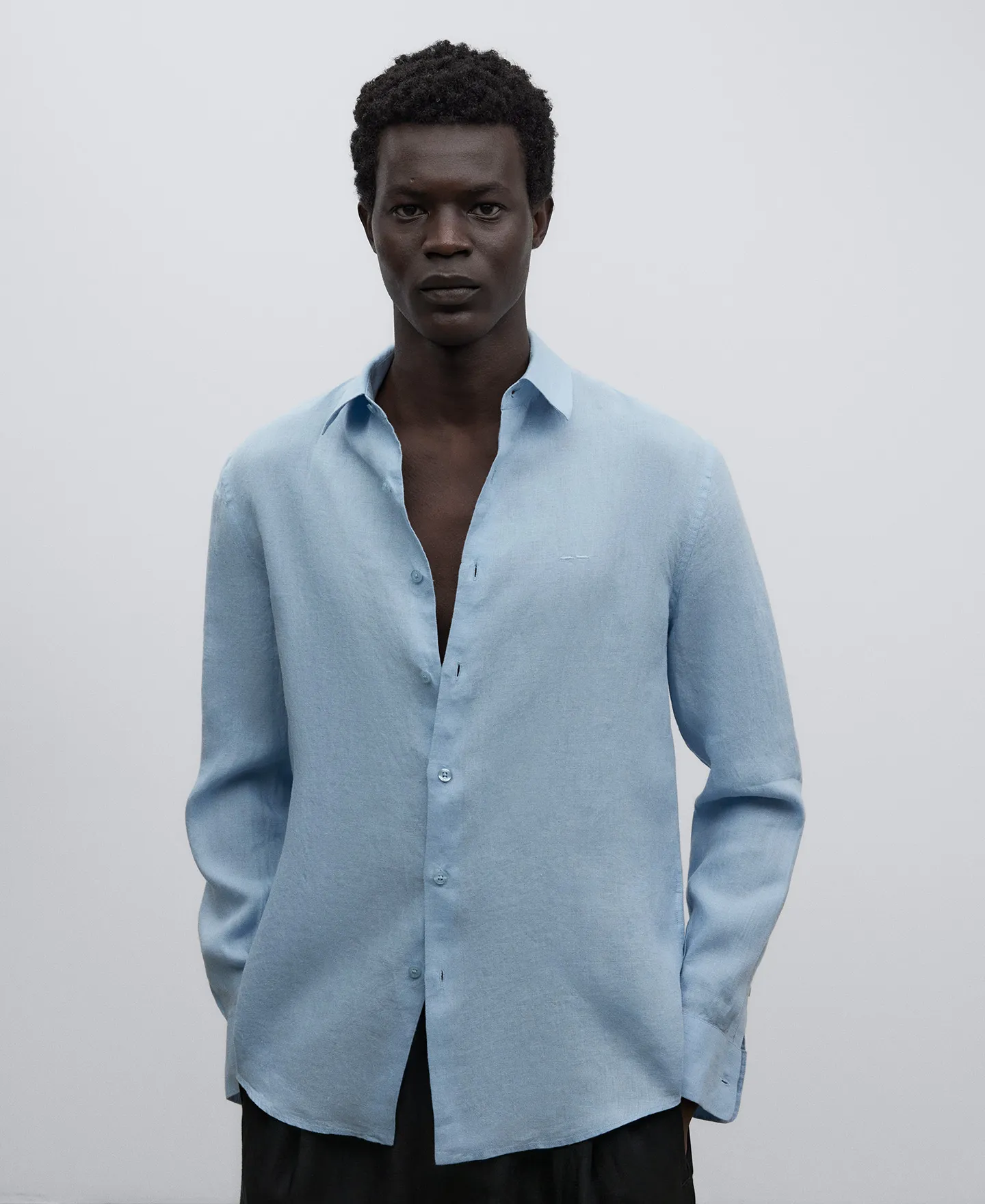 Linen regular fit shirt man