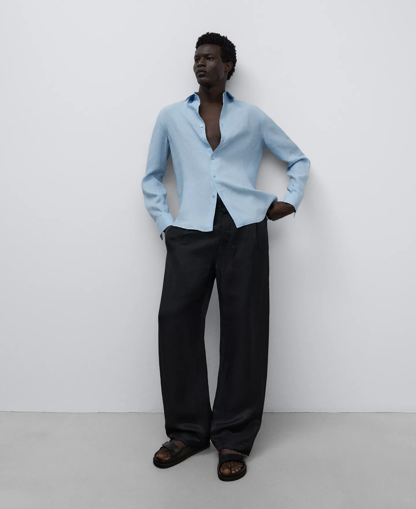 Linen regular fit shirt man